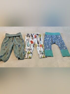 Set of 3 Baby/Toddler Pants - Forest & Fox Prints - Greens and Blue
